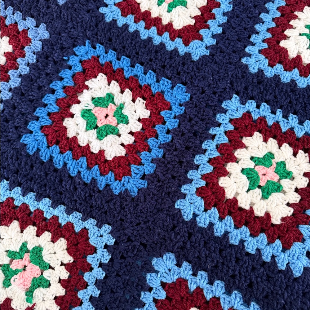Handmade Crochet Granny Square Throw